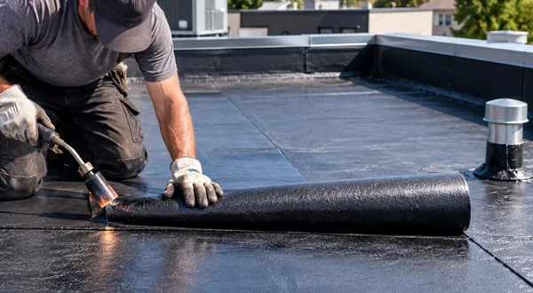 Flat roof repair project in New Jersey