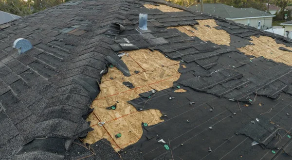 Storm damaged roof repair project in New Jersey